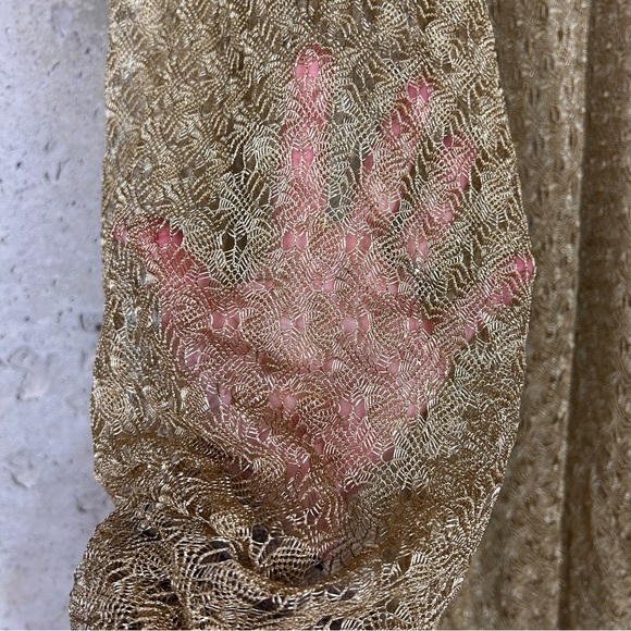 Elif for Jordan Taylor gold sheer nylon knit elastic waist cover up pants xl - Picture 3 of 7